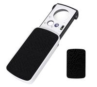 Jewellers Loupe, 2 Pack Magnifying Glass with Light, Pocket magnifying glass for Reading Small Print, Mini Magnifying Glass for Jewelry, Coins, Stamps, and Crafts (Black)