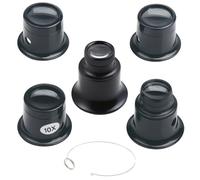 Jewellers Loupe, 6 Piece Magnifying Glass Set with 5x 10x 15x 20x Magnification, Watchmakers Eyeglass for Jewelry Repair, Coin Stamps Evaluation, Outdoor Observation