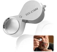 Jewellers Loupe Magnifying Glass, 30X Folding Pocket Metal Magnifier, Gems | 30X Optical Glass Lens, Foldable Pocket Metal Shell, Portable Eye Loupe Magnifier, Gems Watches Stamps Jewelry