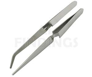 Jewellers Tools 2 STEEL ANGLED TWEEZERS : Self Cross Locking Soldering Tweezer Hands Free Craft Watch Tool (65)