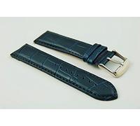 Jewellers Tools 22mm Genuine Leather Mock Croc Watch Strap Band Mens Crocodile Padded SS Buckle Blue/Blue