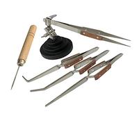 Jewellers Tools 3RD HAND BASE VICE & 4 ANGLED + SOLDERING PICK cross locking tweezer set (380)