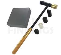 Jewellers Tools 4" Steel Block & 6 Part Hammer : Solid Doming Bench Anvil 100x100x20mm Rose Gold Tool Set (1640)