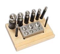 Jewellers Tools 8pc Doming Block and Punch Set made of Steel Dapping Wood Storage stand