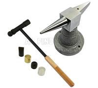 Jewellers Tools LARGE MIRROR ANVIL (ROUND) & 6 PART HAMMER : Finish Horn Steel Doming Dapping Chasing Tool (925)