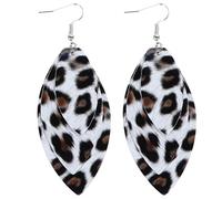 jewellery 1 Pair Leopard Print Double Layer Retro Womens Leather Drop Dangle Earrings Boho Big Statement Teardrop Ear Hooks for Lady Girl Black White Pink jewellery