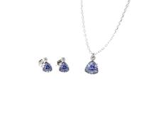 jewellery 2pcs wedding sets women A triangle zircon pendant vintage necklace and earrings set, for her girlfriend wife girl valentine's day anniversary birthday mother's da jewelry