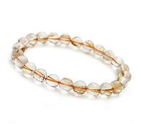 jewellery 8 mm Genuine Natural Gold Rutilated Quartz Round Bead Stretch Crystal Bracelet