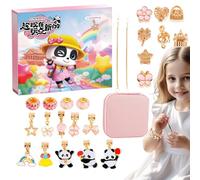 Jewellery Advent Calendar 2024, 24 Grids Chinese Style Panda Beads Bracelets Making Kit, Charm Bracelet Christmas Advent Calendar DI-Y Set for Girls, Including 22 Charm Beads, 2 Bracelets