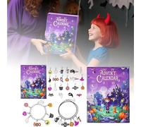 Jewellery Advent Calendar 2025 Girls Kids, Halloween Advent Calendar With 24 Days Unique Gift Countdown Calendar Spooky Castle Design, Blind Box DIY Creative Charm Pendant Bracelet (Purple-2pcs)