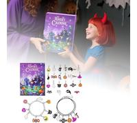 Jewellery Advent Calendar 2025 Girls Kids, Halloween Advent Calendar With 24 Days Unique Gift Countdown Calendar Spooky Castle Design, Blind Box DIY Creative Charm Pendant Bracelet (Purple-1PCS)
