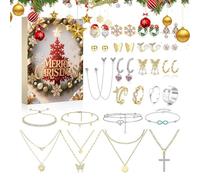 Jewellery Advent Calendar | Christmas Advent 24 Days 2025, Jewellery Kit for Girls with Earrings, Necklace, Bracelet for Countdown | For Adults, Women, Family, Birthday, St, Se référer à la