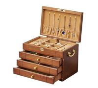 jewellery box Jewelry Box For Women, 5 Layer Large Wood Boxes & Organizers For Necklaces Earrings Rings Bracelets, Rustic Organizer With Drawers And Mirror(A,29x19x22CM)