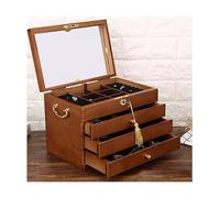 jewellery box Jewelry Box For Women, 5 Layer Large Wood Boxes & Organizers For Necklaces Earrings Rings Bracelets, Rustic Organizer With Drawers And Mirror(B,29x19x22CM)