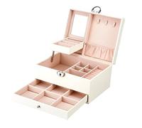 Jewellery Box Jewelry Box Jewelry Case Organizer Jewelry Storage Jewellery Box Lockable Jewelry Box Organizer With Mirrored Drawers Jewelry Storage Case Earrings Rings Display Case,Beige-22.5*17*12cm
