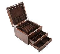 Jewellery Box Jewelry Box Jewelry Case Organizer Jewelry Storage Solid Wood 3 Layer Jewelry Box Jewelry Box With 2 Drawers Jewelry Organizer Box For Earring Bangle Bracelet Necklac，B-22*22*15.5cm