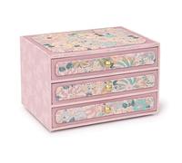 Jewellery Box Jewelry Storage Box for Women 2-Layer Features Spacious Drawers, Ideal for Rings Bracelets Watches Chains(Rose,26 * 19.5 * 17CM)