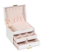 Jewellery Box Lock Arch Three-Layer Jewelry, Suitable For All Kinds Of Storage For Storing Jewelry,Ornaments(WHITE)