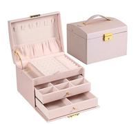 Jewellery Box Lock Arch Three-Layer Jewelry, Suitable For All Kinds Of Storage For Storing Jewelry,Ornaments(Pink)
