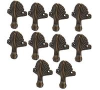 Jewellery Box Retro Leaf Style Wooden Case Shape Corner Protectors Bronze Tone 10 Pieces