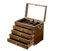 Jewellery Box Solid Wood Jewelry Organizer Retro Wooden Jewelry Organizer With Lock Necklace Earrings Ring Wooden Jewelry Box Exquisite Jewellery Storage Case for Earring Necklace ，B-29*19*25.5CM