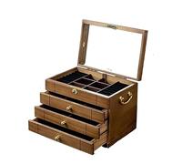 Jewellery Box Solid Wood Jewelry Organizer Retro Wooden Jewelry Organizer With Lock Necklace Earrings Ring Wooden Jewelry Box Exquisite Jewellery Storage Case for Earring Necklace ，B-29*19*21CM