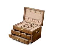 Jewellery Box Solid Wood Jewelry Organizer Retro Wooden Jewelry Organizer With Lock Necklace Earrings Ring Wooden Jewelry Box Exquisite Jewellery Storage Case for Earring Necklace ，A-29*19*17cm