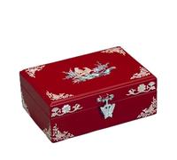 jewellery box Solid Wood Jewelry Organizer - Traditional Lacquer Coating & Hand-Inlaid Shell Art, High-End Mother-of-Pearl Case, Wedding Gift Choice(18x11x6.5cm)