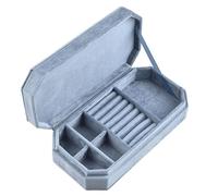 Jewellery Box Velvet Ring Organizer Display Tray Jewelry Box Earring Holder Case Removable Divider for Wedding Birthday(Light Blue)