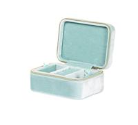 Jewellery Box Velvet Travel Jewelry Organizer Box with Zipper Around Storage Case for Multiple Earrings Rings Necklaces(Light Green)