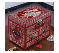 jewellery box Vintage Treasure Chest Box, Keepsakes Box For Gifts, Wooden Treasure Storage Box Decorative Box For Jewelry Pearl Trinkets(Deep red,24x15x22.5cm)
