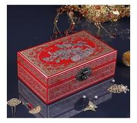 jewellery box Vintage Treasure Chest Box, Keepsakes Box For Gifts, Wooden Treasure Storage Box Decorative Box For Jewelry Pearl Trinkets(Red,24x15x8.5cm)