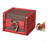 Jewellery Box, Vintage Wooden Storage Box Antique Small Square Organiser for Cosmetics, Desktop Keepsake Trinket Box(I)