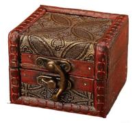 Jewellery Box, Vintage Wooden Storage Box Antique Small Square Organiser for Cosmetics, Desktop Keepsake Trinket Box(E)