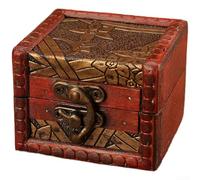 Jewellery Box, Vintage Wooden Storage Box Antique Small Square Organiser for Cosmetics, Desktop Keepsake Trinket Box(B)