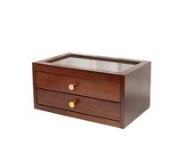 jewellery box Wood Jewelry Box Organizer with Glass Lid 2-Layer Jewelry Storage with 2 Drawers with Classified Compartments travel(2-Layer)