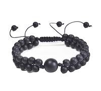 Jewellery Bracelet 6 mm Natural Stone Two Layers Woven for Him and Her, Stretch Bangle, Great Gift for Couples - 21 cm Household faucets