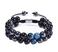 Jewellery Bracelet 8 mm Eye Tiger Two Layers for Him and Her, Bracelets Pearls and Extensions, Couple Gift for Women and Men - 30 cm Household Faucets