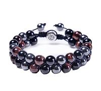 Jewellery Bracelet Tiger's Eye Two Layers Woven Adjustable for Him and Her, Real Natural Stones Bead Bracelet 8 mm, Handmade - 30 cm Household faucets