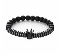 Jewellery bracelet with crown pendant for him and her, natural stone stretch bangle, 8 mm, great gift idea, handmade - 19 cm Household faucets