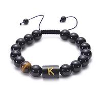 Jewellery Bracelets 10 mm Natural Stone Letter A for Him and Her, Pearl Bracelet, Great Gift Idea, Handmade - 18 cm