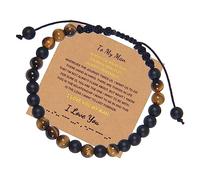 Jewellery Bracelets 6 mm Natural Stone Morse Code Adjustable Woven To My Amazing Boyfriend for Him and Her Elastic Bracelet Great Gift for Women - 20 cm