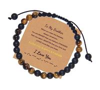 Jewellery Bracelets 6 mm Natural Stone Morse Code Adjustable Woven To My Amazing Boyfriend for Him and Her Elastic Bracelet Great Gift for Women - 20 cm