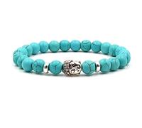 Jewellery Bracelets 8 mm Natural Stone with Buddha Owl Pendant for Him and Her, Pearl Bracelet, Great Gift for Women - 19 cm