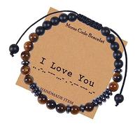Jewellery Bracelets Morse Code I Love You for Him and Her, Tiger's Eye Beads Bracelets 6 mm, Gift for Men Made of Real Natural Stones - 30 cm Household faucets