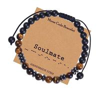 Jewellery Bracelets Morse Code I Love You for Him and Her, Tiger's Eye Beads Bracelets 6 mm, Gift for Men Made of Real Natural Stones - 30 cm