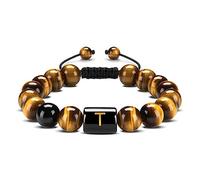 Jewellery Bracelets Tiger's Eye Elegant Woven Letter for Him and Her, Real Natural Stones, Elastic Bracelet 10 mm, Gift for Men Made of Real Natural Stones - 22 cm