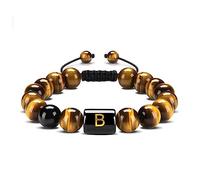 Jewellery Bracelets Tiger's Eye Elegant Woven Letter for Him and Her, Real Natural Stones, Elastic Bracelet 10 mm, Gift for Men Made of Real Natural Stones - 22 cm