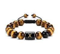 Jewellery Bracelets Tiger's Eye Elegant Woven Letter for Him and Her, Real Natural Stones, Elastic Bracelet 10 mm, Gift for Men Made of Real Natural Stones - 22 cm