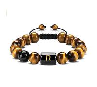 Jewellery Bracelets Tiger's Eye Elegant Woven Letter for Him and Her, Real Natural Stones, Elastic Bracelet 10 mm, Gift for Men Made of Real Natural Stones - 22 cm